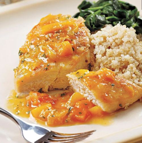 Seared chicken with apricot sauce